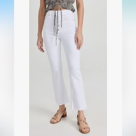 NWT Rag & Bone | Casey High Rise Ankle Cropped Flare White 25 - Picture 1 of 16